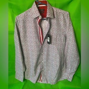 Rosso Milano Men's Modern Fit Floral Print Long Sleeve S 14 1/2 Dress Shirt